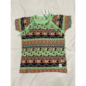 NWT Indikidual Tribal Fringed Unisex Tee Shirt Size 6/7